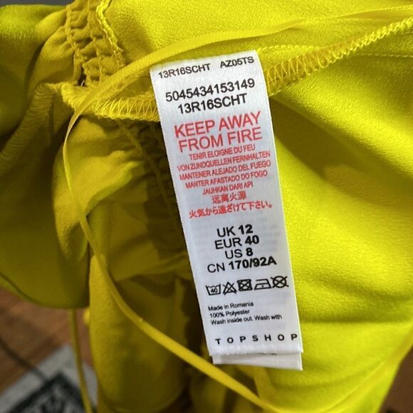 Topshop Rochelle Ruffle Charmeuse Camisole Chartreuse - Picture 9 of 9